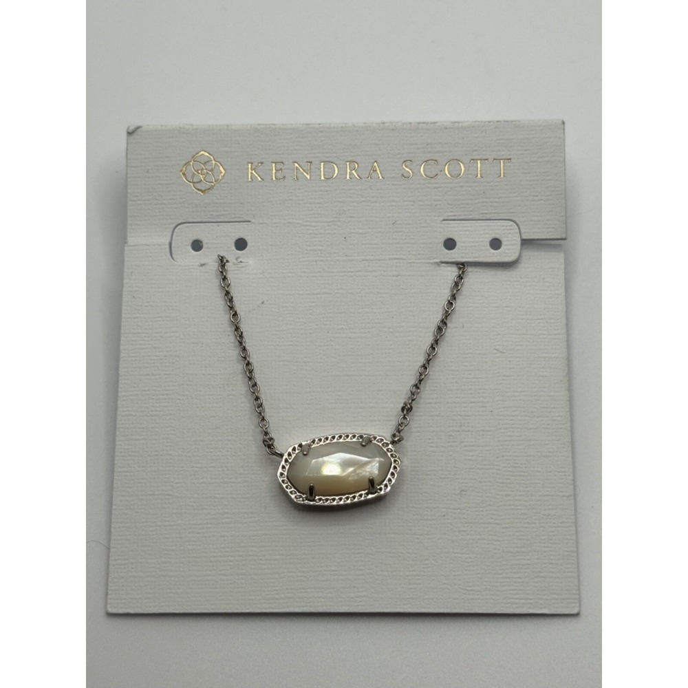 NWT Kendra Scott Elisa Mother of Pearl Necklace Rhodium Plated